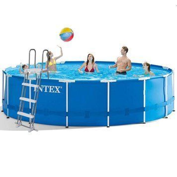 Каркасний басейн Intex 28242-1 457 x 122 см блакитний з тентом підстилкою та драбиною 172517 фото