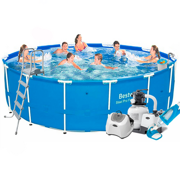Каркасний басейн Bestway 5612U-11, 427 х 132 см (7 г/год, 7 900 л/год, драбина, тент, підстилка, набір для догляду) 172922 фото