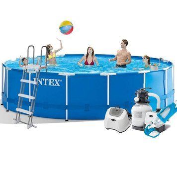 Каркасний басейн Intex 28242-7 457 x 122 см з фільтром, дозатором, тентом, драбиною, підстилкою та набором для догляду 173051 фото