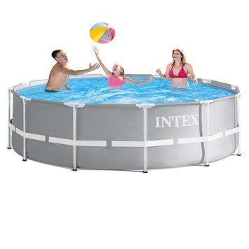 Каркасний басейн круглий 366 x 99 см чаша та каркас сірий Intex 26716-0 172607 фото