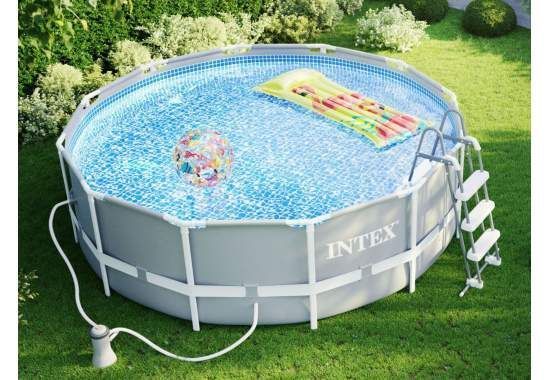 Каркасний басейн круглий 366 x 99 см чаша та каркас сірий Intex 26716-0 172607 фото