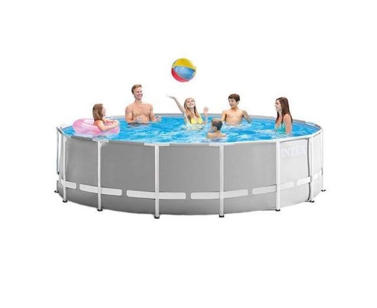 Каркасний басейн круглий 366 x 99 см з драбиною сірий Intex 26716-1 172608 фото