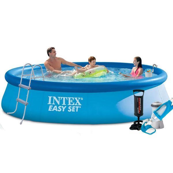 Надувний басейн Intex 28143-7, 396&times;84 см, повний комплект: насос (3785 л/год), драбина, тент, підстилка, набір догляду 174002 фото