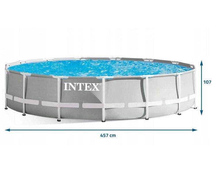 Каркасний басейн Intex 26724-6, 457 х 107 см (7 900 л/год, драбина, тент, підстилка) 174003 фото