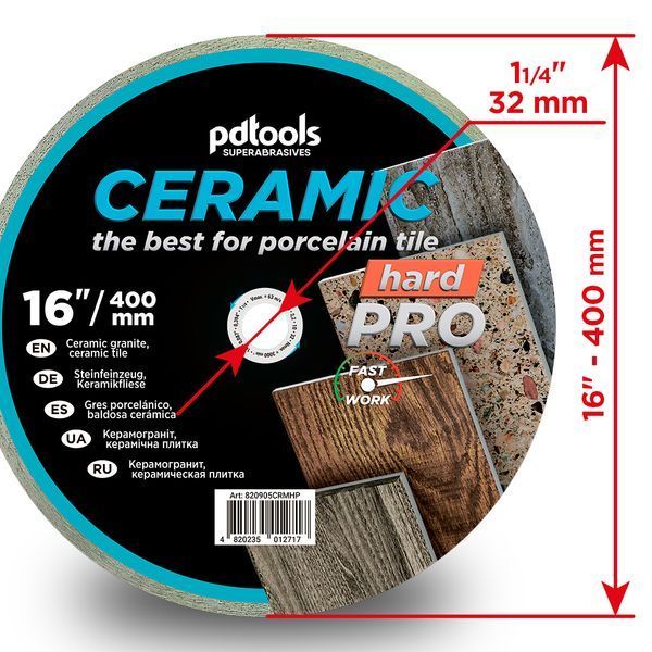Круг алмазний вiдрiзний 1A1R 400 CERAMIC HARD PRO для стаціонарного обладнання 820905CRMHP фото
