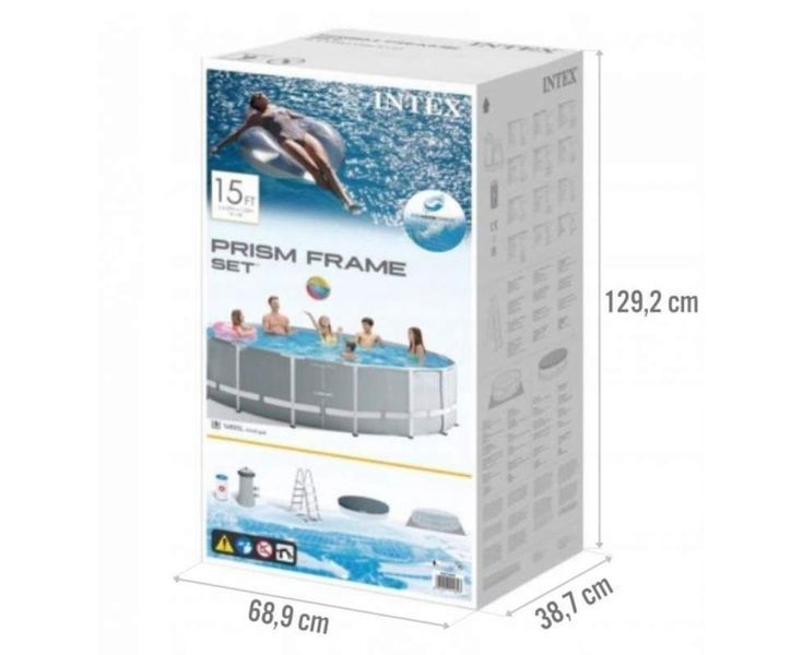 Каркасний басейн Intex 26726-6, 457 x 122 см (4 г/год, 3785 л/год, тент, підстилка, драбина, набір для догляду) 173424 фото