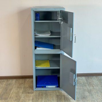 Офісний сейф СО-1200/2К для зберігання документів та цінностей з касовим відділенням та знімною полицею Сірий 1554539314 фото