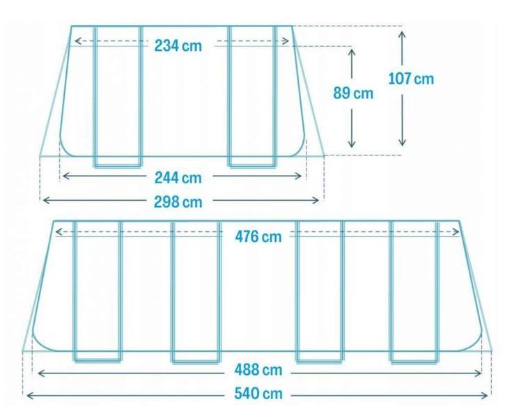 Каркасний басейн Intex 26792-11, 488 x 244 x 107 см (7 г/год, 7 900 л/год, драбина, тент, підстилка, набір для догляду) 174005 фото