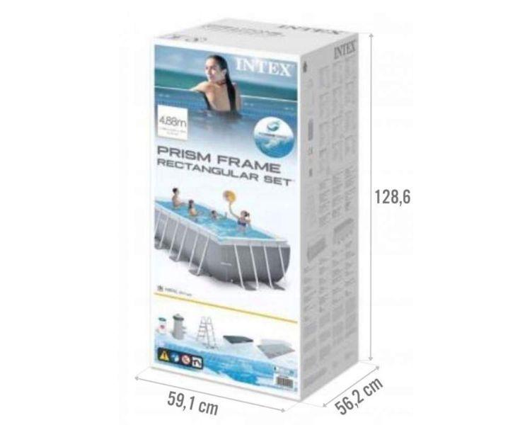 Каркасний басейн Intex 26792-11, 488 x 244 x 107 см (7 г/год, 7 900 л/год, драбина, тент, підстилка, набір для догляду) 174005 фото