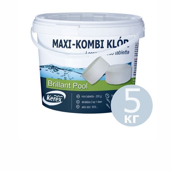 Таблетки для басейну MAX &laquo;Комбі хлор 3 в 1&raquo;Kerex 80004, 5 кг (Угорщина). Препарат для очищення від слизу 167740 фото