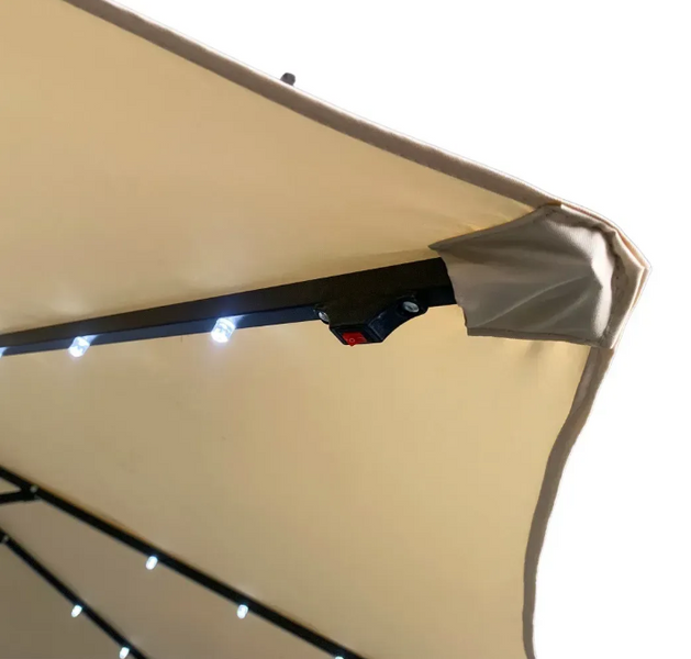 Парасоля садова з підсвіткою LED 3 м 8 спиць UV-захист вентиляційний клапан бежева PAT-010 фото