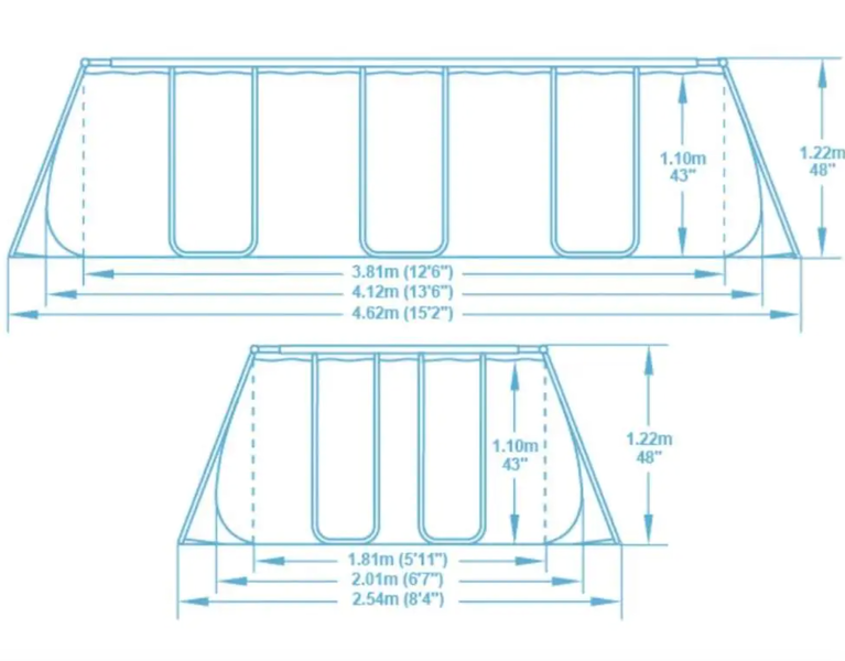 Каркасний басейн Bestway 56457 Power Steel 412&times;201&times;122 см з піщаним фільтр-насосом та драбиною 56457 фото