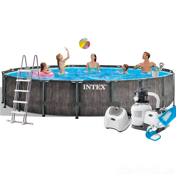 Каркасний басейн Intex 26744-11,549 x 122 см (7 г/год, 7 900 л/год, драбина, тент, підстилка, набір для догляду) 172674 фото