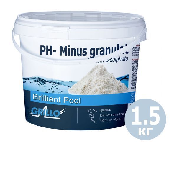 pH-мінус для басейну Grillo 80014. Засіб для зниження рівня pH (Німеччина) 1,5 кг 167772 фото