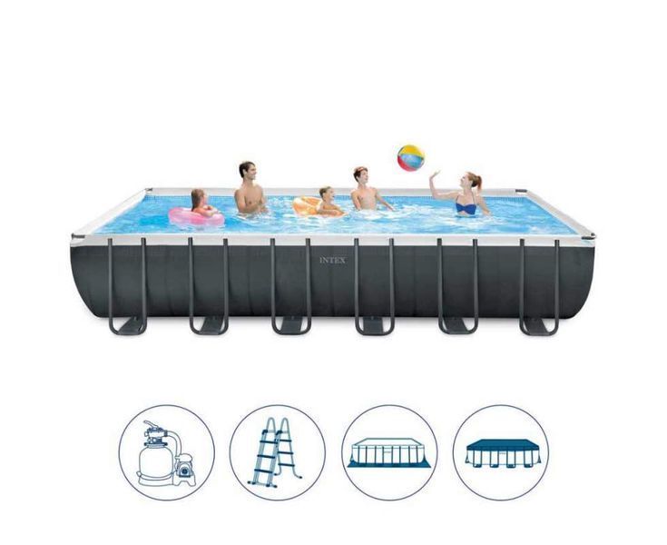 Каркасний басейн Intex 26364, 732 х 366 х 132 см (7 900 л/год, драбина, тент, підстилка) 175189 фото
