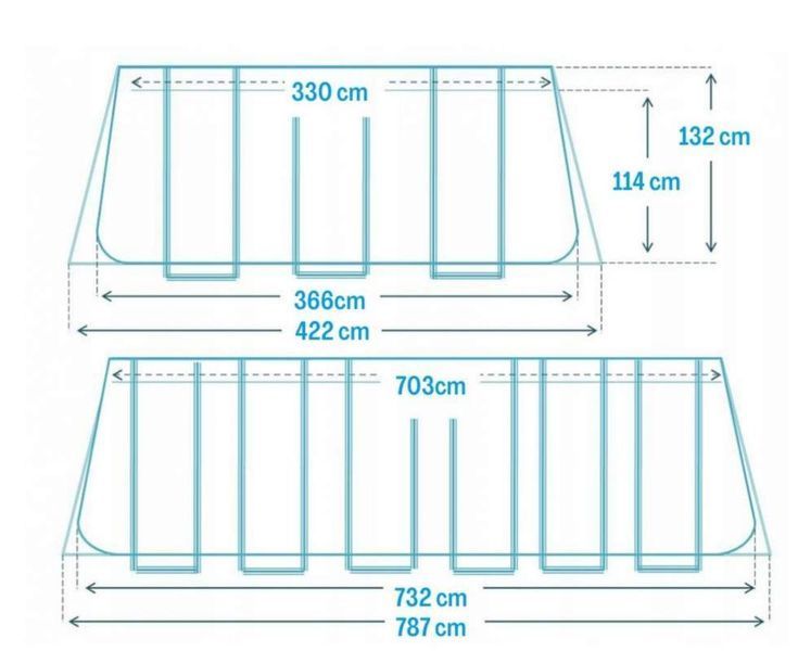 Каркасний басейн Intex 26364, 732 х 366 х 132 см (7 900 л/год, драбина, тент, підстилка) 175189 фото