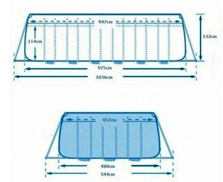 Каркасний басейн Intex 26378-1, 975 х 488 х 132 см (драбина, тент, підстилка, сітка) 171075 фото