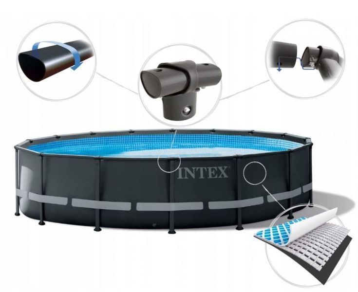 Каркасний басейн Intex 26334-12, 610 х 122 см (150мл/11г/год, 12 000 л/год, драбина, тент, підстилка, набір для догляду) 170886 фото