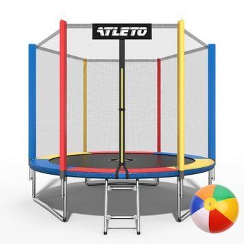 Батут 183 см з зовнішньою сіткою та драбинкою multikolor 2070 фото