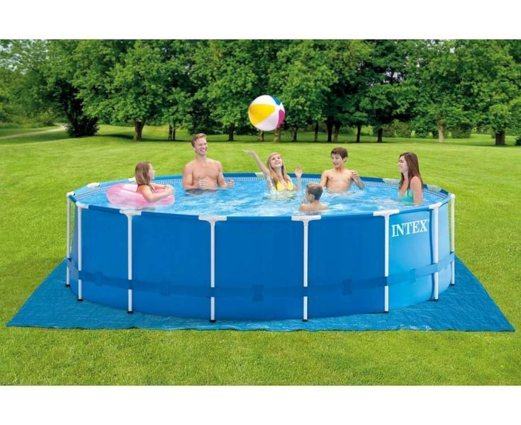 Каркасний басейн Intex 28242-6 457 x 122 см блакитний з фільтром тентом драбиною та підстилкою 172516 фото